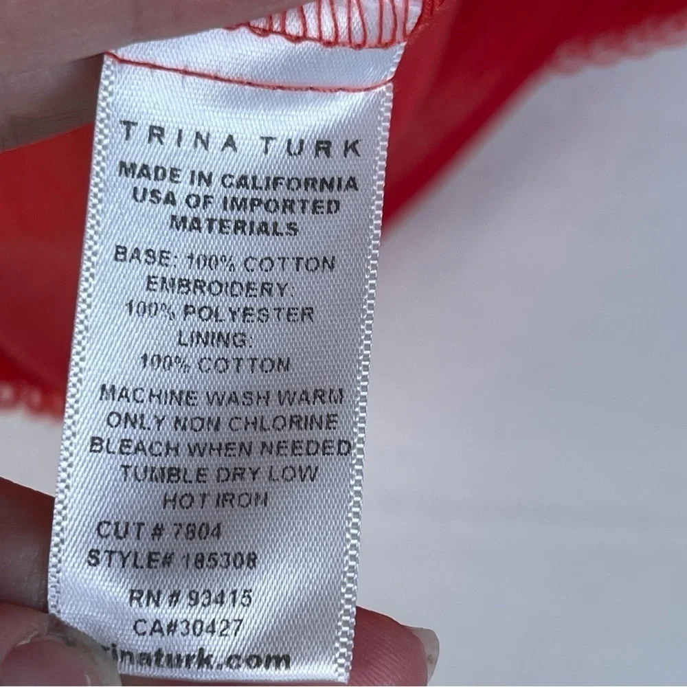 Trina Turk Bonita Eyelet Shift Dress Poppy Red Size 4